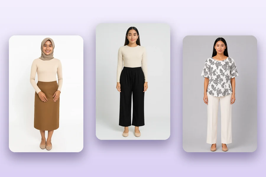 Three looks from the Jvien's Collection range