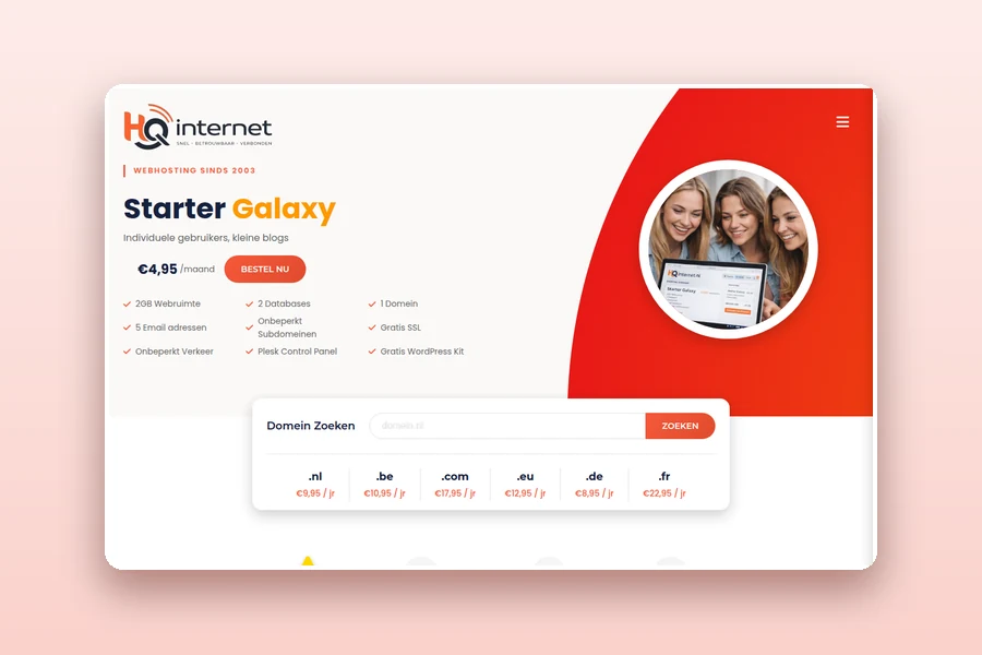 The HQinternet homepage
