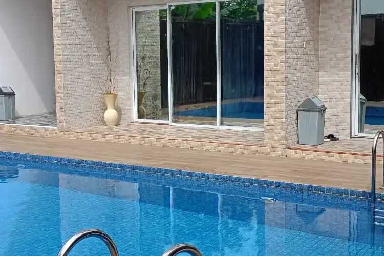 The private pool and terrace at Mika Homestay
