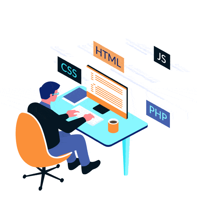 Illustration of a developer building a website
